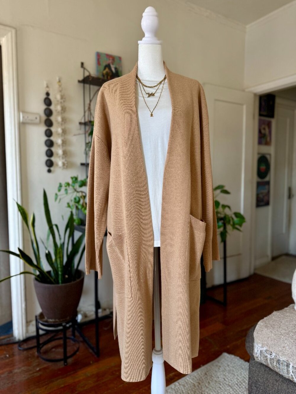 J.Crew Long sweater blazer with side slits | Heather Khaki (Size L)
